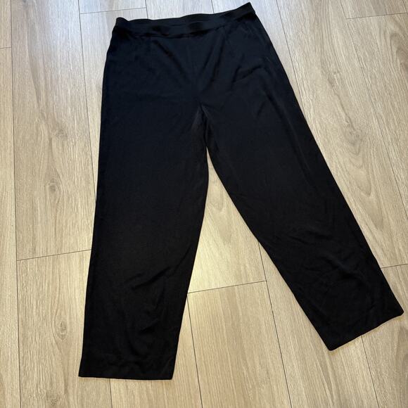 Exclusively Misook Pants Women L Wide Leg Pull on Acrylic Knit Stretch Black - Picture 2 of 11